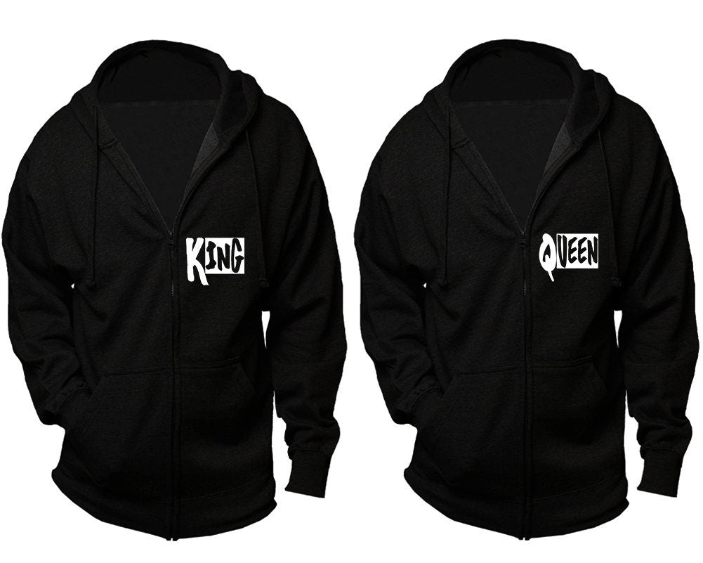 Christmas jackets for couples, king queen zip up hoodies, holiday outfits, sold separately