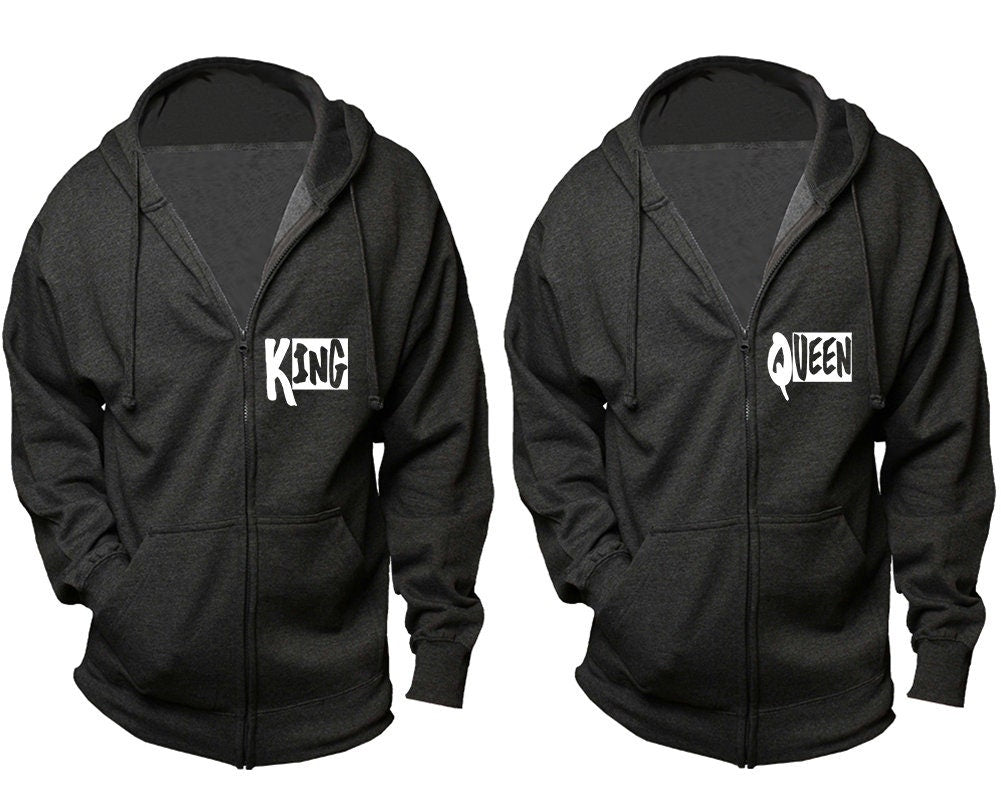Christmas jackets for couples, king queen zip up hoodies, holiday outfits, sold separately