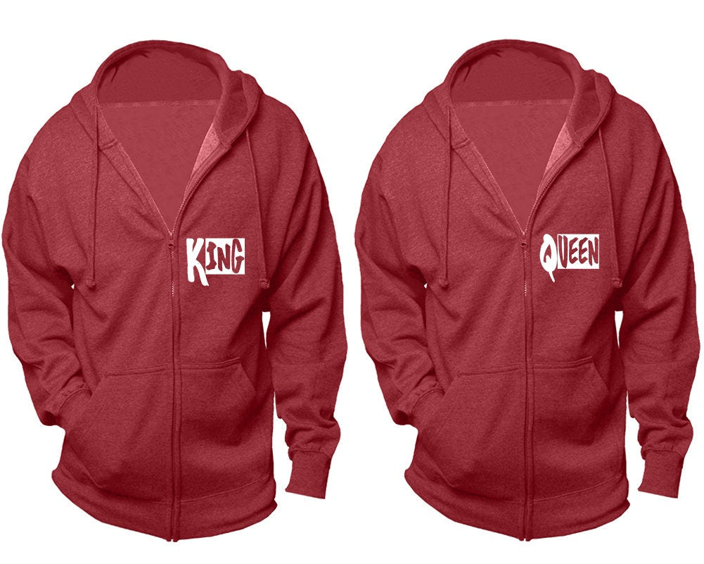 Christmas jackets for couples, king queen zip up hoodies, holiday outfits, sold separately