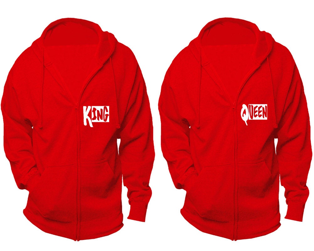Christmas jackets for couples, king queen zip up hoodies, holiday outfits, sold separately