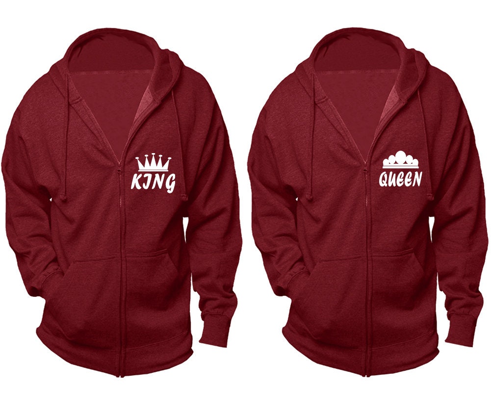 Zip up hoodie Jackets king queen, Christmas party outfits, sold separately