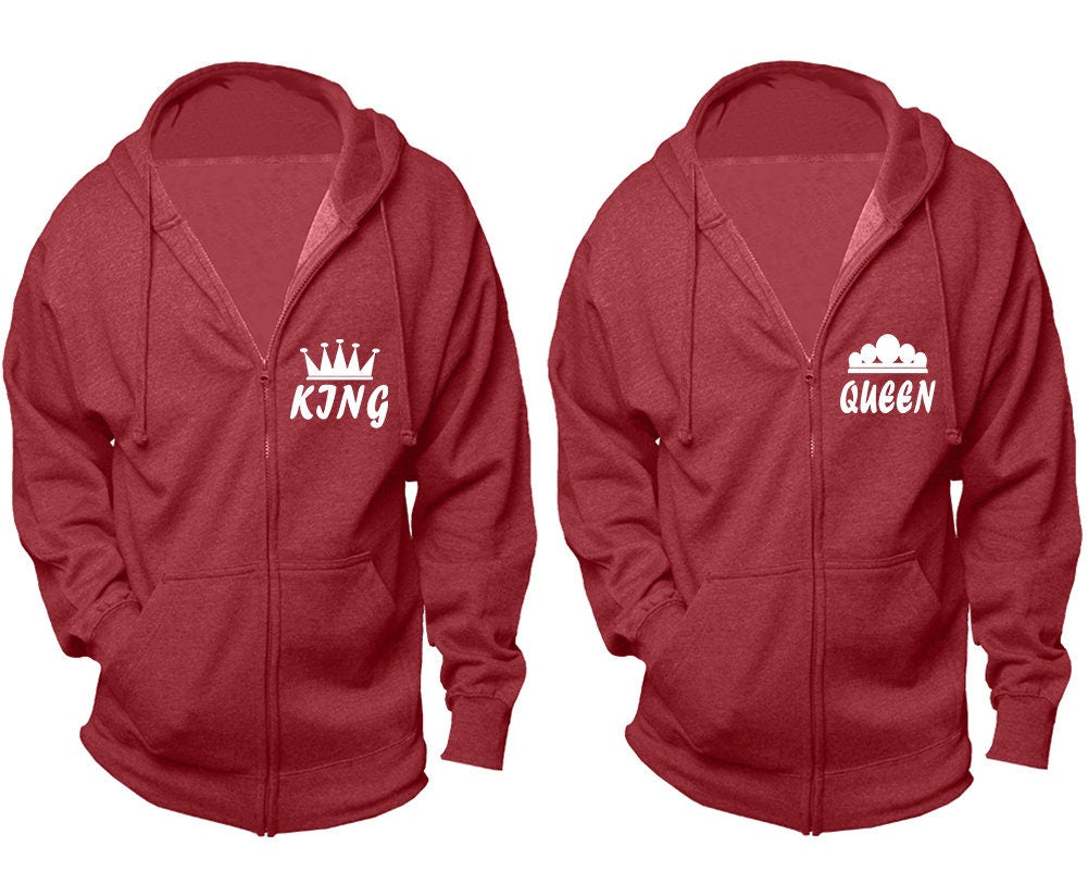 Zip up hoodie Jackets king queen, Christmas party outfits, sold separately