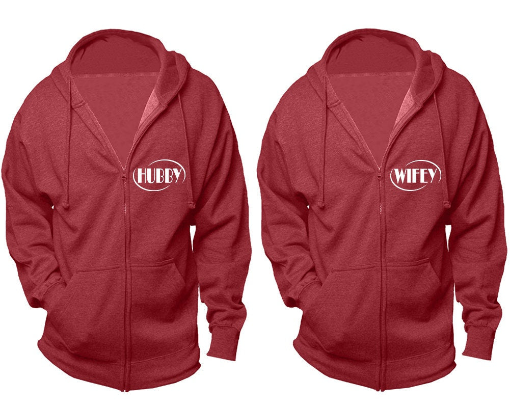 Couple hoodies, zip up  jackets, Hubby Wifey matching zipper jackets, Christmas outfits sold separately