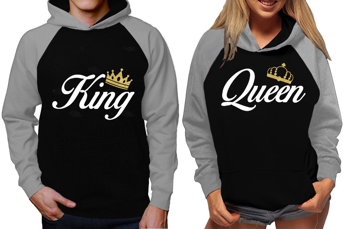 King Queen gold glitter crown  Hoodies  sweaters Christmas hoodies, Married couple outfits, Sweatshirt Pullover Hoodies SOLD Separately!