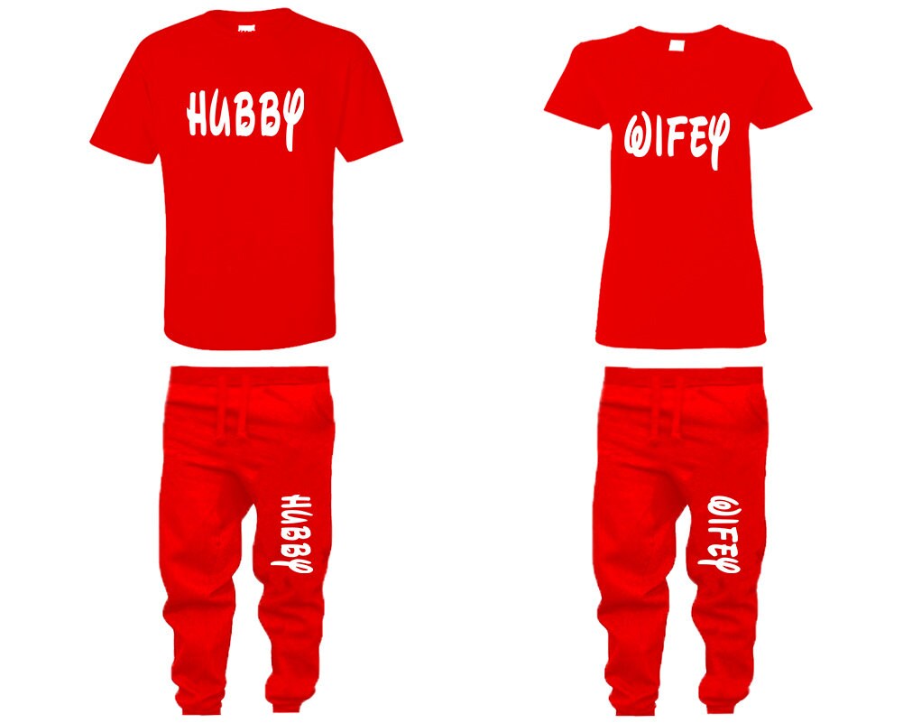 Couple tracksuit matching outfits, married outfits, t shirts jogger pants  4 items sold separately