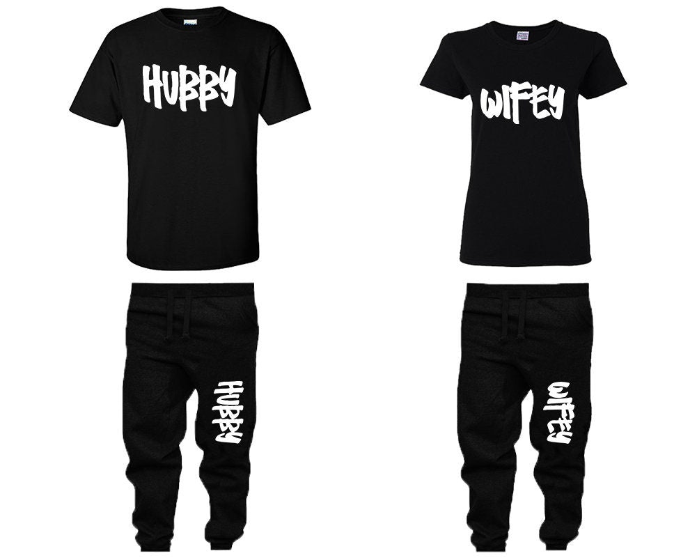 Hubby Wifey honeymoon outfits, christmas pants, christmas shirts  4 items sold separately