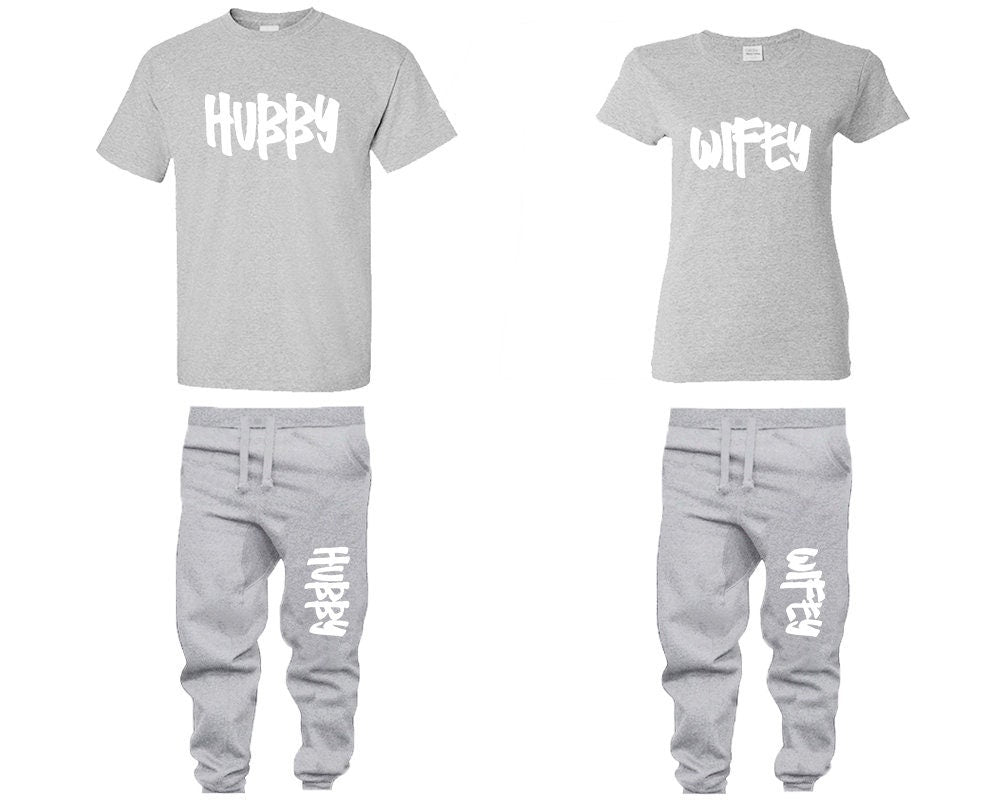 Hubby Wifey honeymoon outfits, christmas pants, christmas shirts  4 items sold separately