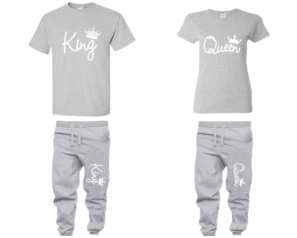 King Queen Couple Shirts, Jogger pants  Christmas shirts Matching Unisex Joggers Couple 4 items sold separately