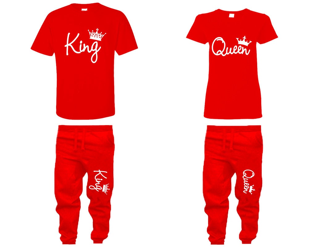 King Queen Couple Shirts, Jogger pants  Christmas shirts Matching Unisex Joggers Couple 4 items sold separately