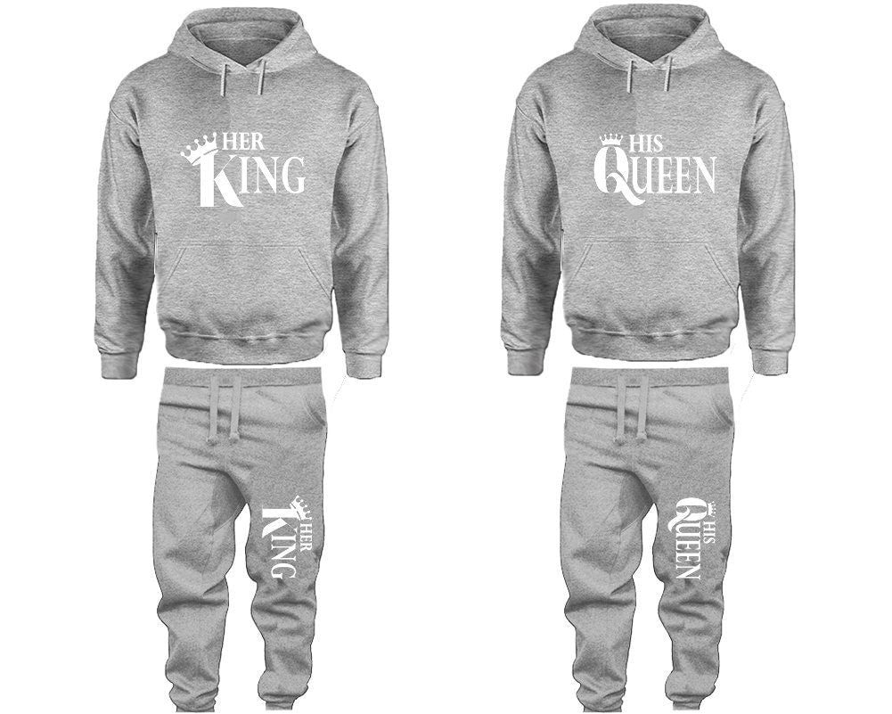 Crown King Queen Hoodie Jogger pants Christmas Clothing, Women Joggers Men Joggers King Queen Hoodies Matching 4 items Sold Separately