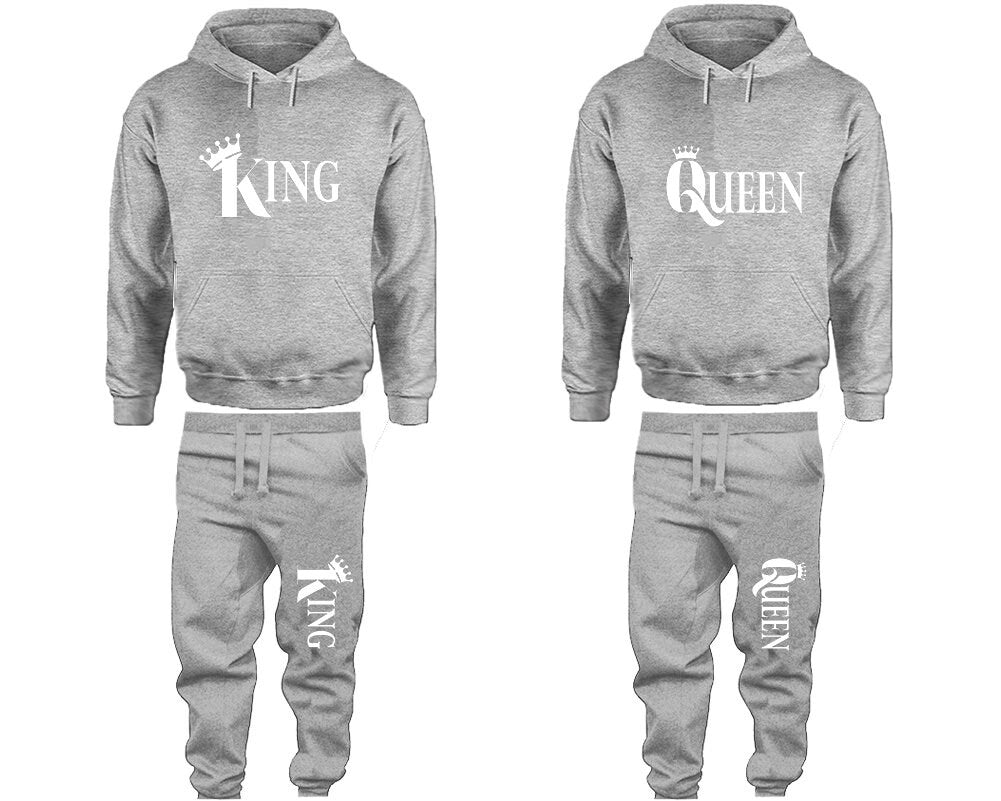 King Queen Pants hoodie matching Christmas Clothing, Women Joggers Men Joggers King Queen Hoodies Matching 4 items Sold Separately