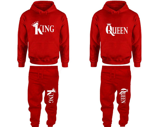 King Queen Pants hoodie matching Christmas Clothing, Women Joggers Men Joggers King Queen Hoodies Matching 4 items Sold Separately
