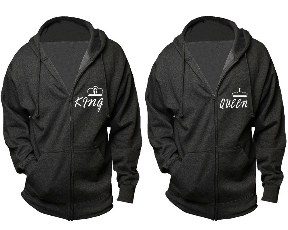 Christmas jackets for couples,Cross king queen zip up hoodies, Prayer hoodies holiday outfits, sold separately