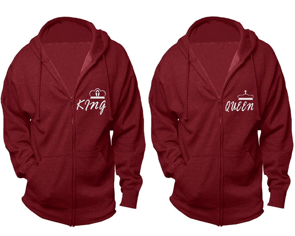 Christmas jackets for couples,Cross king queen zip up hoodies, Prayer hoodies holiday outfits, sold separately