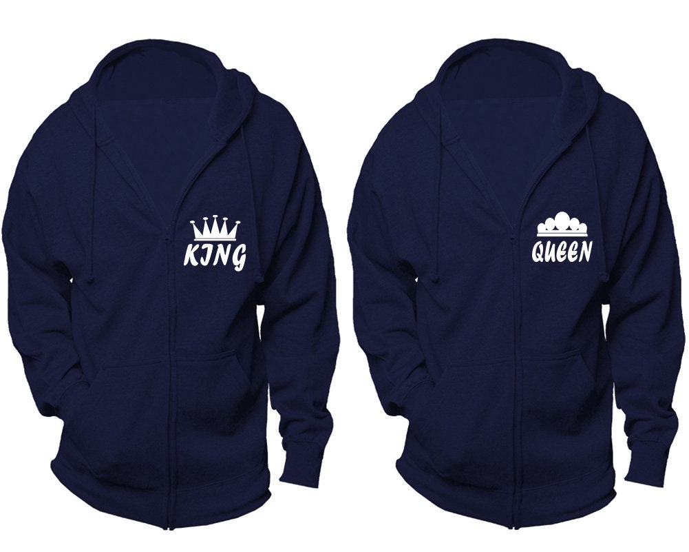Zip up hoodie Jackets king queen, Christmas party outfits, sold separately