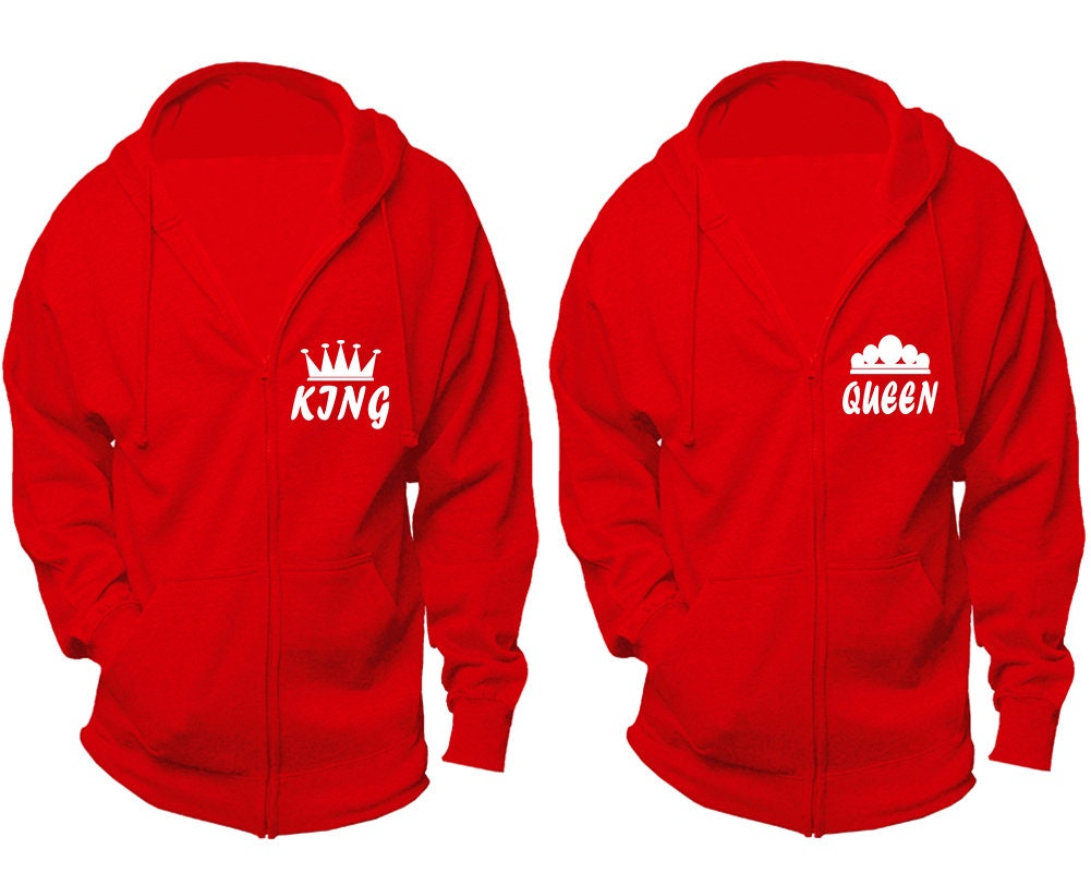 Zip up hoodie Jackets king queen, Christmas party outfits, sold separately