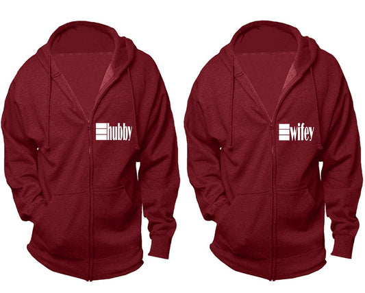 Hubby Wifey zip up hoodies, matching zip up  jackets, Christmas hoodies sold separately