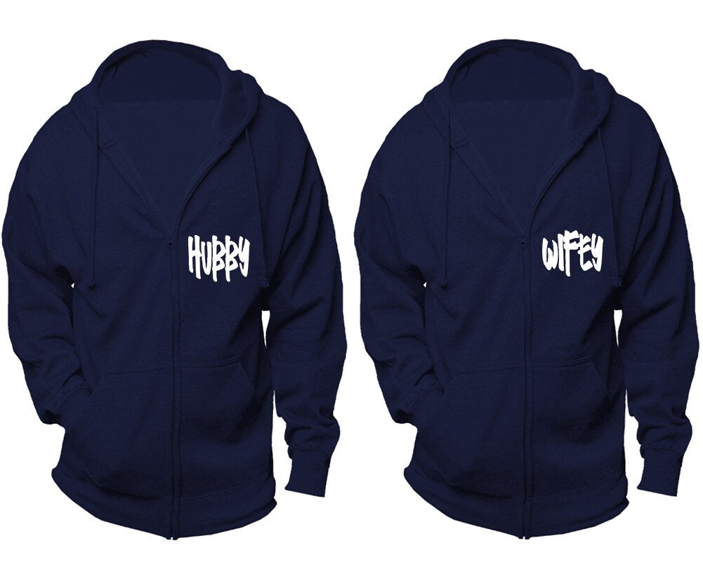 Hubby Wifey hoodie zip up sweaters, holiday gifts, king queen, sold separately