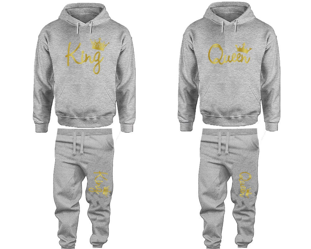 King Queen Hoodie Jogger pants  Clothing, Gold foil Women Joggers Men Joggers King Queen Hoodies Matching 4 items Sold Separately