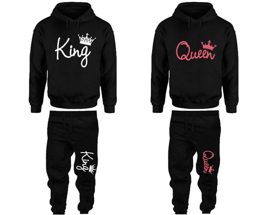 King Queen Hoodie Jogger pants  Clothing, Women Joggers Men Joggers King Queen Hoodies white pink designs Matching 4 items Sold Separately