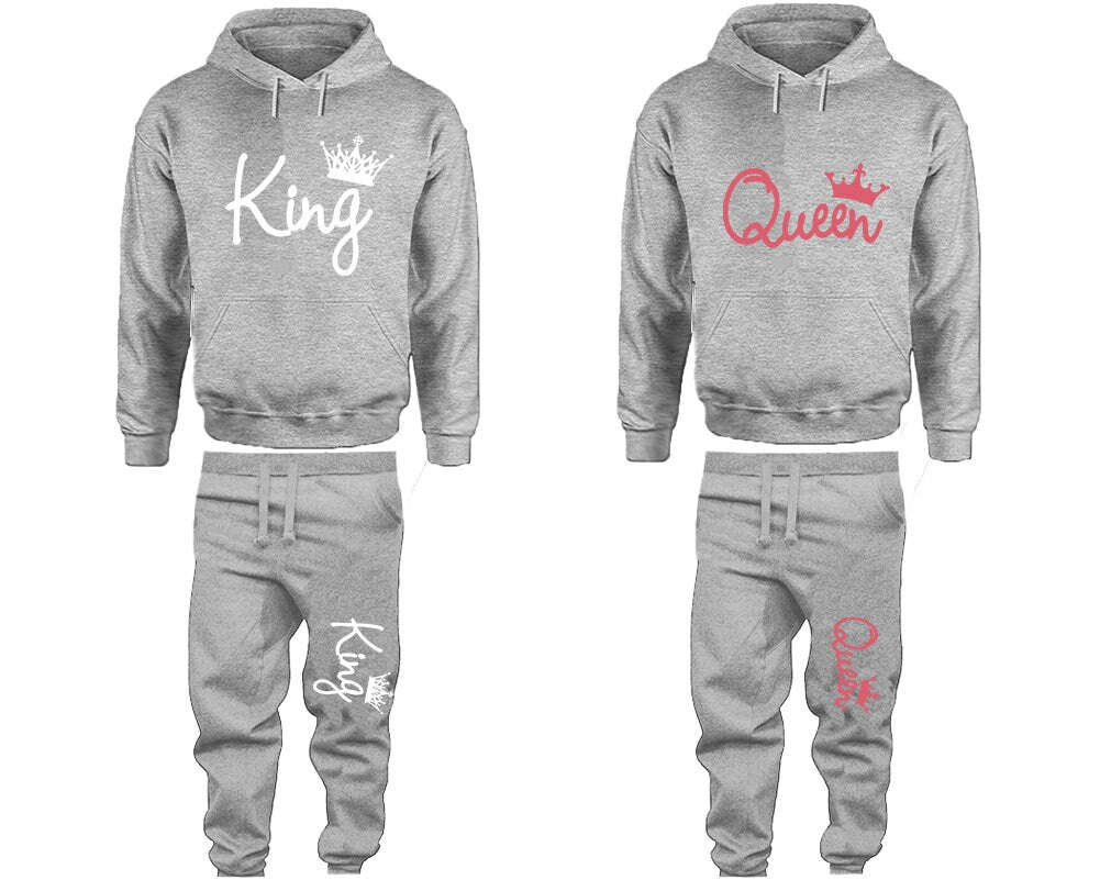 King Queen Hoodie Jogger pants  Clothing, Women Joggers Men Joggers King Queen Hoodies white pink designs Matching 4 items Sold Separately