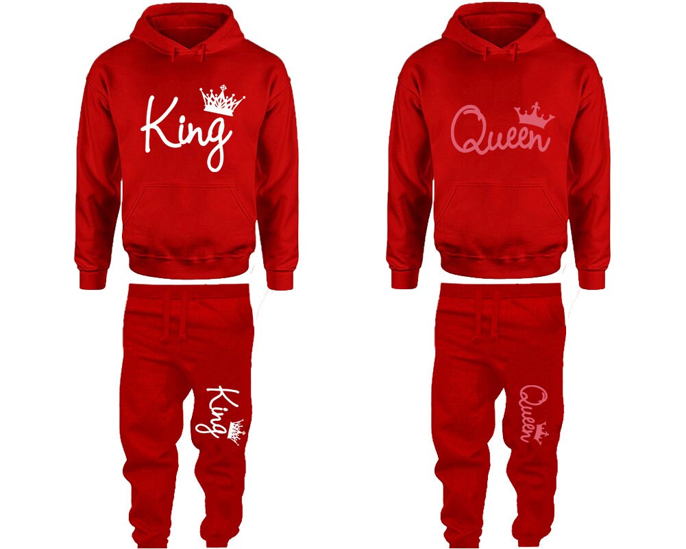 King Queen Hoodie Jogger pants  Clothing, Women Joggers Men Joggers King Queen Hoodies white pink designs Matching 4 items Sold Separately