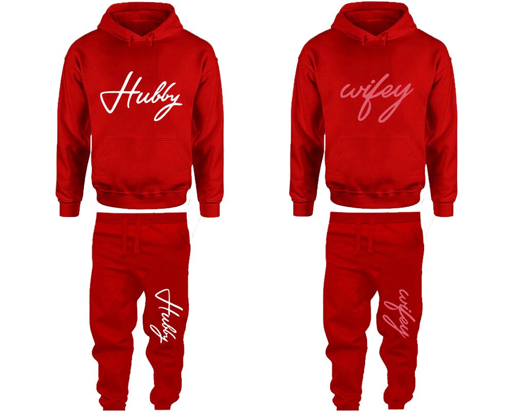 Hubby Wifey Hoodie Jogger pants Valentine Gift Clothing, Women Joggers Men Joggers  Hoodies Matching 4 items  Sold Separately