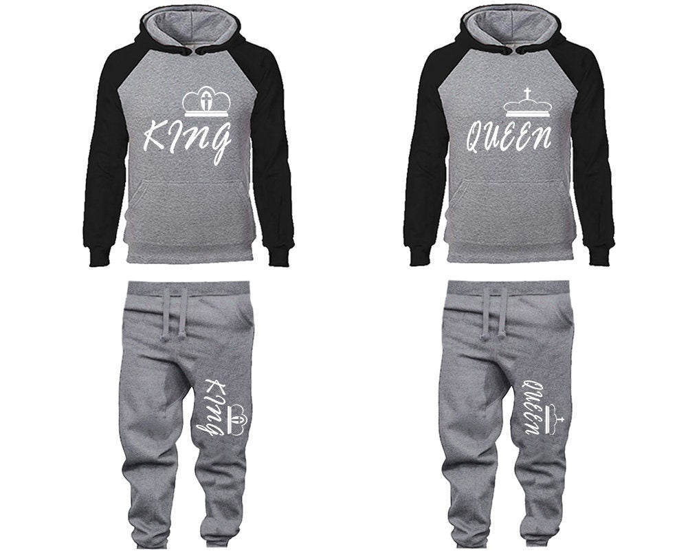 King Queen cross couple tracksuits Hoodie Jogger pants sweatsuit Women Jogger Men Jogger King Queen Hoodies Matching 4 items Sold Separately