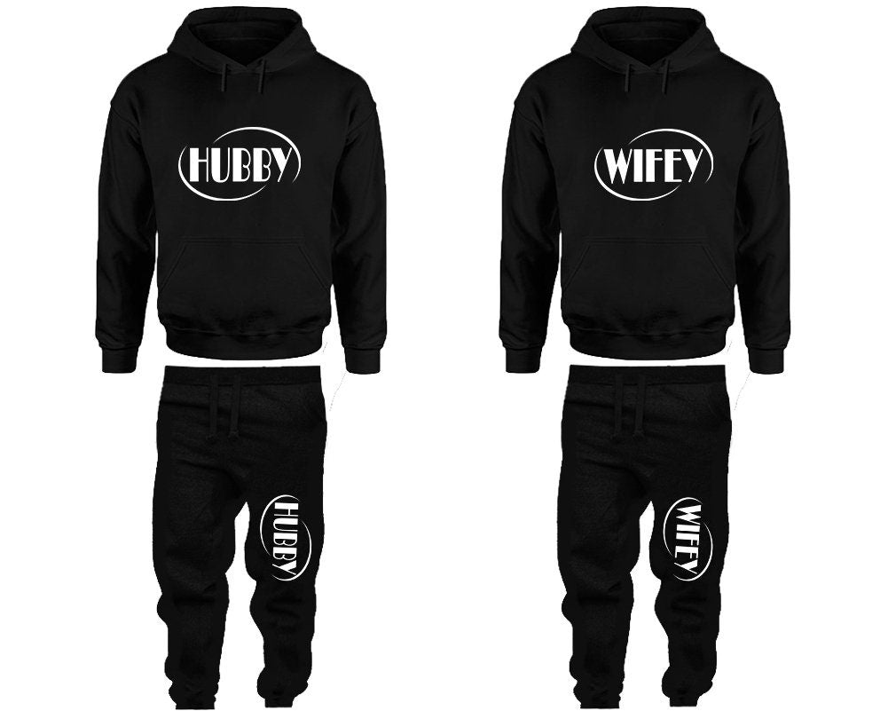 Hubby Wifey tracksuit Hoodie Jogger pants Clothing, Women Joggers Men Joggers King Queen Hoodies Matching 4 items  Sold Separately