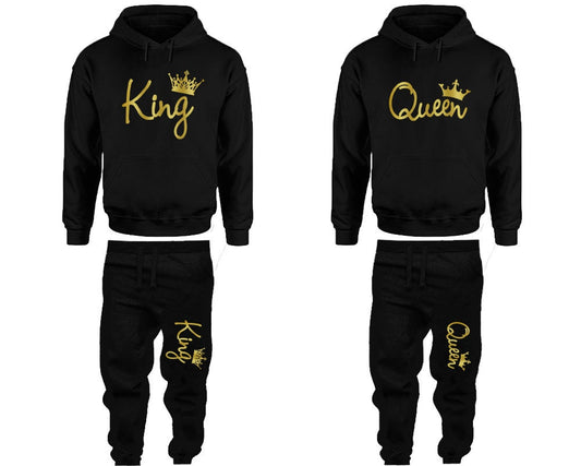 King Queen Hoodie Jogger pants  Clothing, Gold foil Women Joggers Men Joggers King Queen Hoodies Matching 4 items Sold Separately