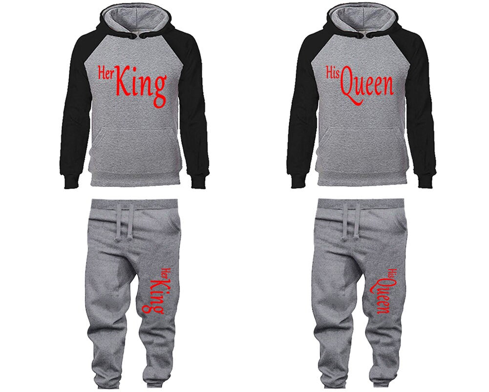 King Queen Hoodie Jogger pants Clothing, red designs Women Joggers Men Joggers King Queen Hoodies Matching 4 items Sold Separately