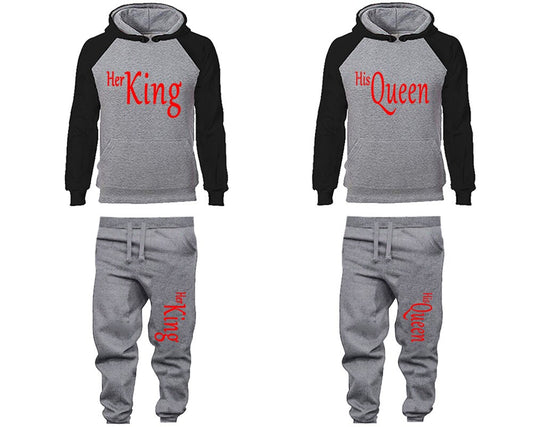 King Queen Hoodie Jogger pants Clothing, red designs Women Joggers Men Joggers King Queen Hoodies Matching 4 items Sold Separately