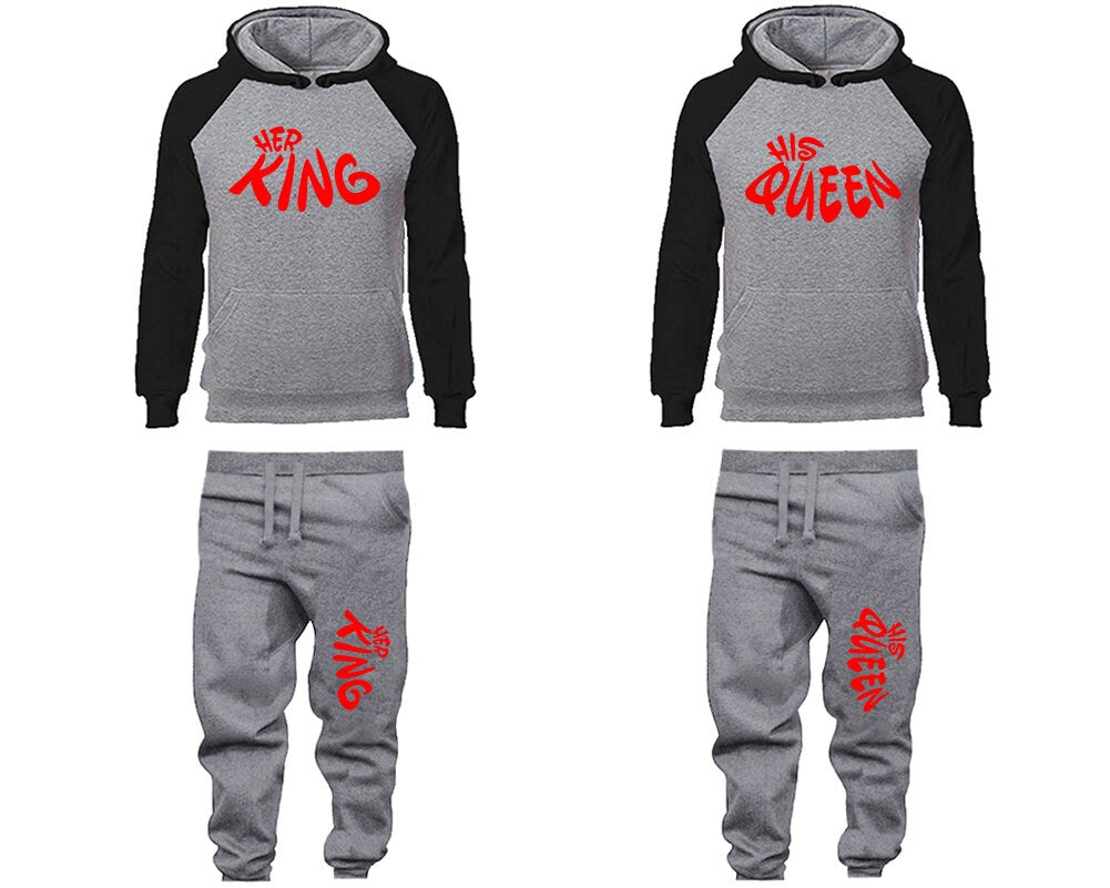 King Queen Couple matching tracksuit pants Hoodie red designs Women Joggers Men Joggers King Queen Hoodies Matching 4 items Sold Separately