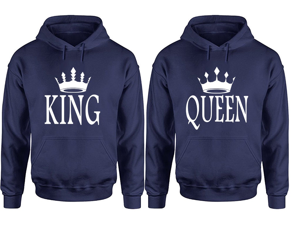 king queen matching couple hoodies, married couple sweatshirts, Sweatshirt  Pullover Hoodies, Sold Separately!!!