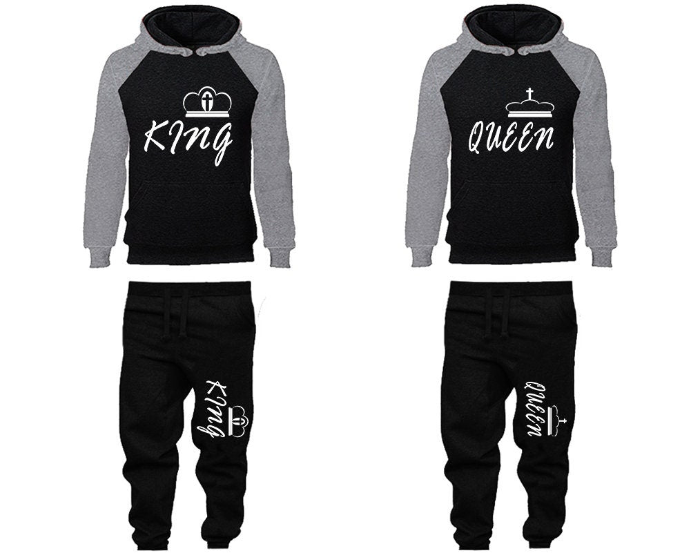King Queen cross couple tracksuits Hoodie Jogger pants sweatsuit Women Jogger Men Jogger King Queen Hoodies Matching 4 items Sold Separately