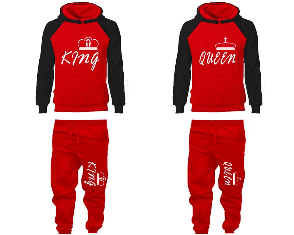 King Queen cross couple tracksuits Hoodie Jogger pants sweatsuit Women Jogger Men Jogger King Queen Hoodies Matching 4 items Sold Separately
