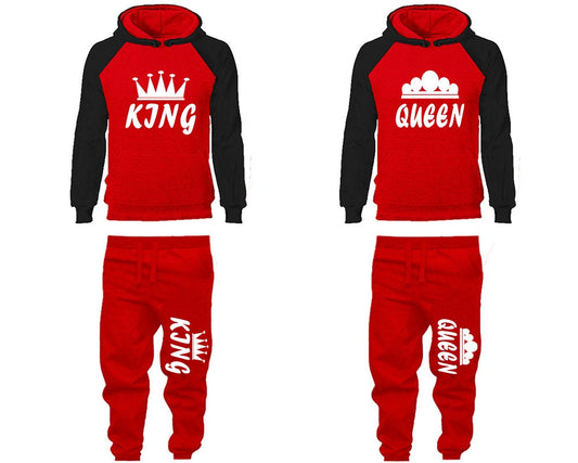 King Queen crown couple tracksuits Hoodie Jogger pants sweatsuit Women Jogger Men Jogger King Queen Hoodies Matching 4 items Sold Separately