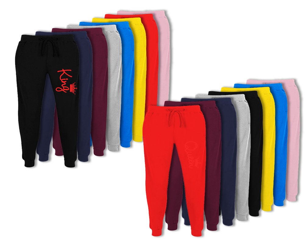 Red King Queen sweats jogger pants sweatpants king queen outfits, bridal gift tracksuits unisex sizes 2 pants sold separately!