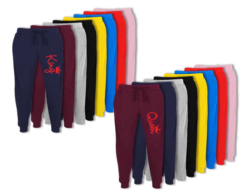 Red King Queen sweats jogger pants sweatpants king queen outfits, bridal gift tracksuits unisex sizes 2 pants sold separately!