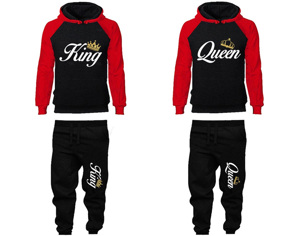 King Queen Hoodie Jogger pants gold glitter crown Clothing, Women Joggers Men Joggers King Queen Hoodies Matching 4 items Sold Separately