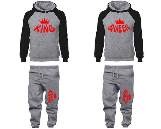 Jogger pants hoodie king queen sweatpants red designs Women Joggers Men Joggers King Queen Hoodies Matching 4 items Sold Separately