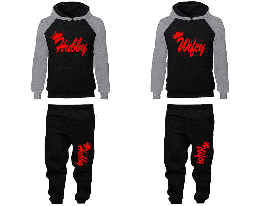 Crown Couple Hubby Wifey Hoodie Jogger Pants Tracksuits Clothing Women Joggers Men Joggers Hoodies Matching  4 items Sold Separately
