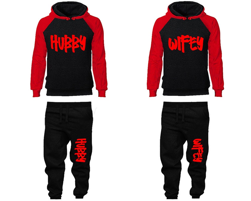 Hubby Wifey sweatpants hoodie matching couple Tracksuits Clothing Women Joggers Men Joggers Hoodies Matching  4 items Sold Separately