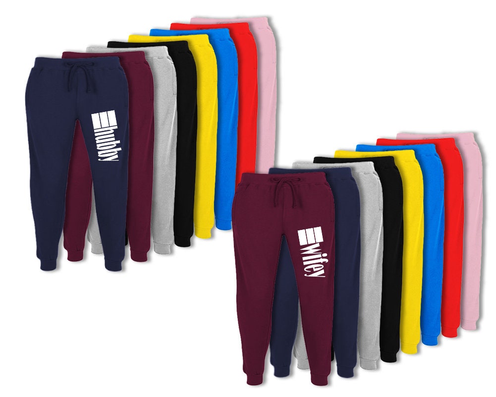Hubby wifey jogger pants, sweatpants for couples, bridal gift, mothers day gift, husband wifey outfits unisex sizes 2 pants sold separately!