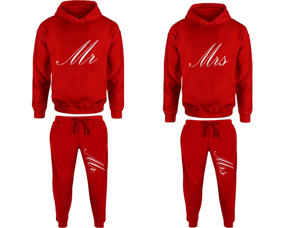 Couple Mr Mrs Hoodie Jogger pants Christmas Clothing, Women Joggers Men Joggers King Queen Hoodies Matching 4 items Sold Separately