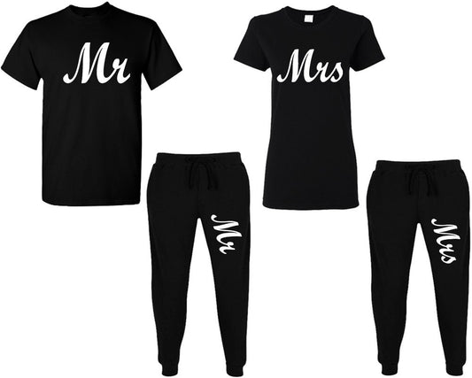 Jogger pants t shirt Mr Mrs sweatsuits loungewear matching outfits King queen outfits tracksuit for couples 4 items sold separately