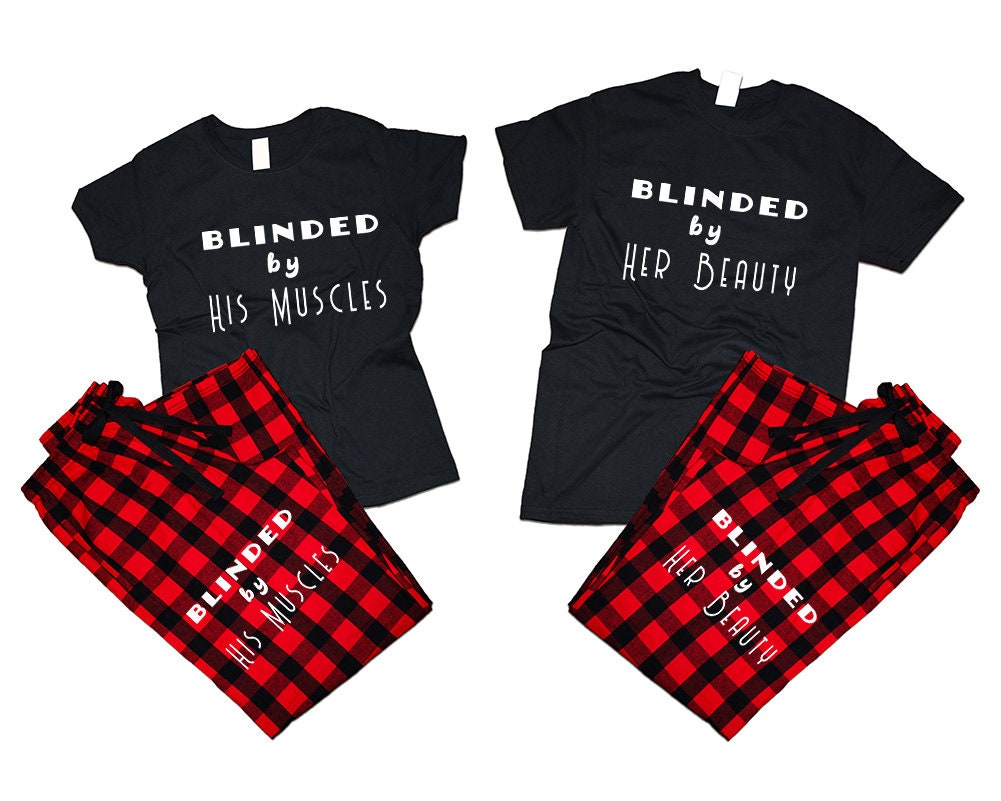 His and Her Pajamas sets matching t shirts pants King Queen woman man Couple outfits Christmas gift 4 items sold separately