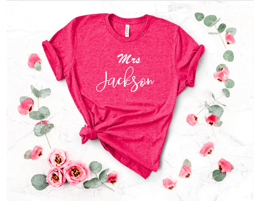 Mrs t shirt future wifey custom last name engagement shirt wedding shirt spring unisex size