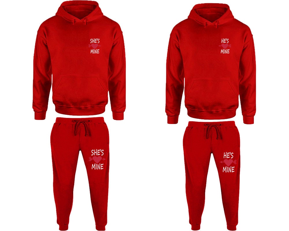 Couple outfits hoodie jogger pants tracksuit She's mine He's mine matching Clothing Women Jogger Men Jogger Matching 4 items Sold Separately