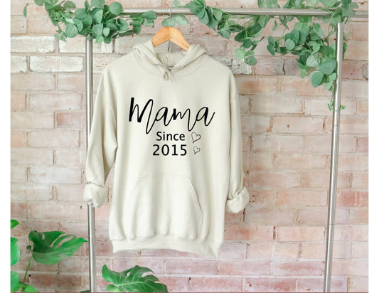 Mother since date hoodie sand sweatshirt mothers day gift, gift for mom, funny gift idea unisex hoodie, t shirt,